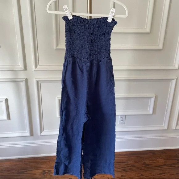 Bella Dahl Navy Blue Strapless Jumpsuit XS linen - Picture 2 of 5